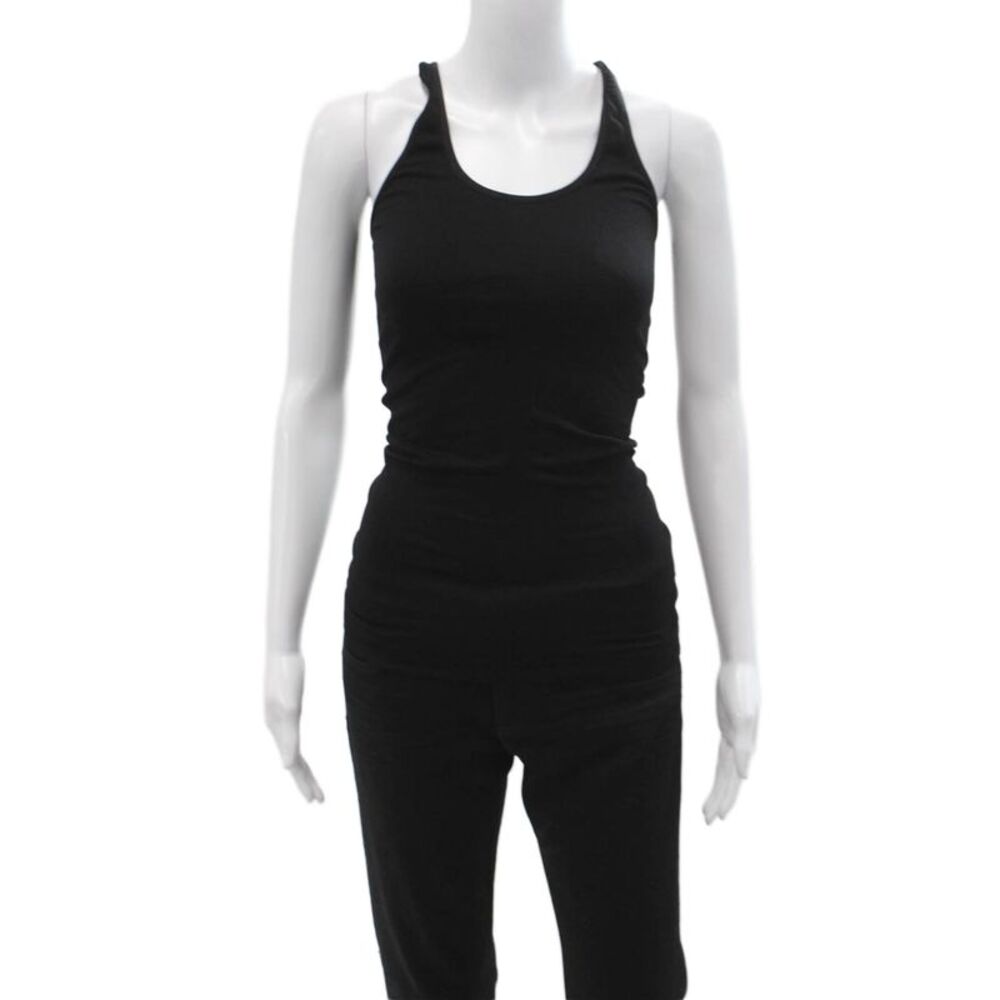 ALALA Womens Laser Cut Detail Scoop Neck Racerback Tank Top Black Size XS